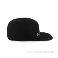 pure black multi-panel military hat with flat embroidery